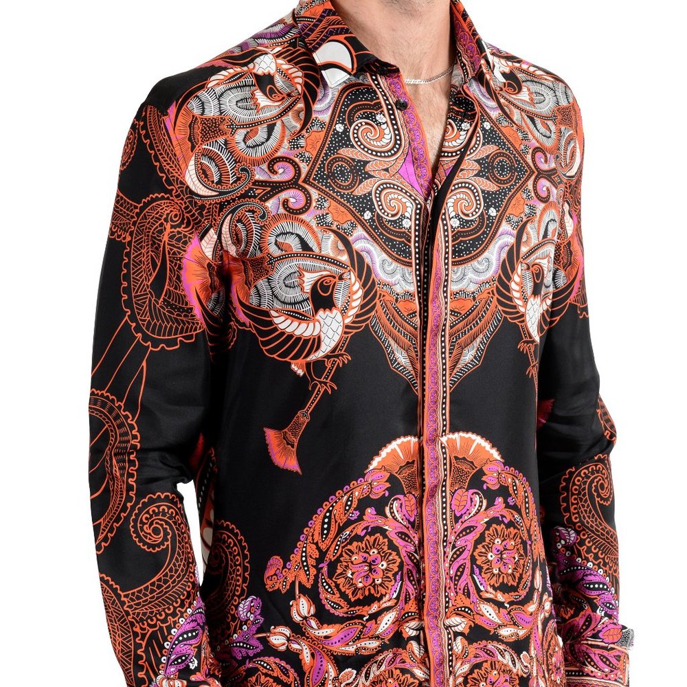 Versace Collection "Trend" Silk Graphic DressShirt - Picture 6 of 8
